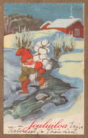 BABBO NATALE Buon Anno Natale GNOME Vintage Cartolina CPSMPF #PKD477.A - Santa Claus