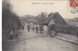 BEAUVAL.;CPA N.TROUVEE  AVEC CETTE VUE DE LA RUE DE CREQUI. 1908.ANIMEE PERS.ET ENFANTS.T.B..ETAT .A SAISIR .PETIT PRIX. - Beauval