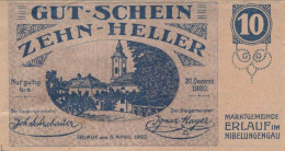 10 HELLER 1920 Stadt ERLAUF IM NIBELUNGENGAU Niedrigeren Österreich Notgeld Papiergeld Banknote #PG817 - Lokale Ausgaben