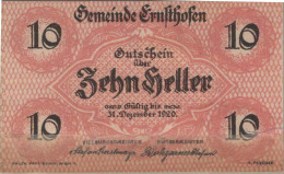 10 HELLER 1920 Stadt ERNSTHOFEN Niedrigeren Österreich Notgeld #PF102 - Lokale Ausgaben