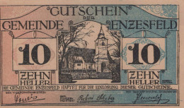 10 HELLER 1920 Stadt ENZESFELD Niedrigeren Österreich Notgeld Banknote #PE942 - Lokale Ausgaben