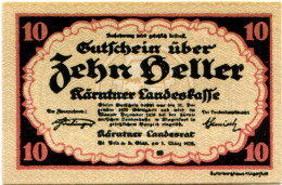 10 HELLER 1920 Stadt CARINTHIA Carinthia Österreich Notgeld Papiergeld Banknote #PL541 - Lokale Ausgaben