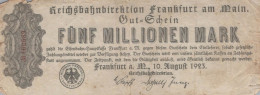 1 MILLION MARK 1923 Stadt FRANKFURT AM MAIN Hesse-Nassau DEUTSCHLAND Papiergeld Banknote #PL015 - [11] Emissioni Locali