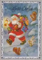 SANTA CLAUS ANIMALS CHRISTMAS Holidays Vintage Postcard CPSM #PAK485.GB - Santa Claus