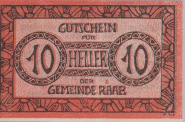 10 HELLER 1920 Stadt RAAB Oberösterreich Österreich UNC Österreich Notgeld Banknote #PH451 - [11] Emissions Locales