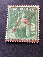 TRINIDADb  SG 105  1d On 6d Yellow Green MH* - Trinidad Y Tobago