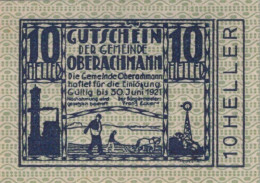 10 HELLER 1920 Stadt OBERACHMANN Oberösterreich Österreich Notgeld #PE477 - [11] Emisiones Locales