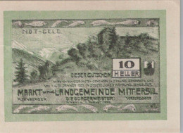 10 HELLER 1920 Stadt MITTERSILL Salzburg Österreich Notgeld Banknote #PD824 - [11] Local Banknote Issues