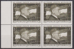 1970 , Mi 1322 ** (4) -  4er Block Postfrisch - 25 Jahre Zweite Republik Österreich - Ungebraucht