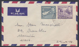 British Cyprus 1955 Used Airmail Cover King George VI, Map - Cyprus (...-1960)