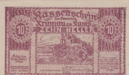 10 HELLER 1920 Stadt Krumau Am Kamp Niedrigeren Österreich Notgeld Papiergeld Banknote #PG917 - [11] Local Banknote Issues