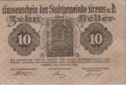 10 HELLER 1920 Stadt KREMS AN DER DONAU Niedrigeren Österreich Notgeld #PD727 - [11] Local Banknote Issues