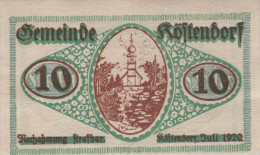 10 HELLER 1920 Stadt KÖSTENDORF Salzburg Österreich Notgeld Papiergeld Banknote #PG902 - [11] Lokale Uitgaven