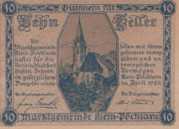 10 HELLER 1920 Stadt KLEIN-PoCHLARN Niedrigeren Österreich Notgeld #PD704 - [11] Local Banknote Issues