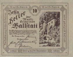 10 HELLER 1920 Stadt HALLSTATT Oberösterreich Österreich Notgeld Papiergeld Banknote #PG876 - Lokale Ausgaben