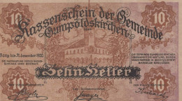 10 HELLER 1920 Stadt GUMPOLDSKIRCHEN Niedrigeren Österreich Notgeld Papiergeld Banknote #PG833 - Lokale Ausgaben