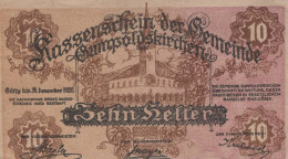 10 HELLER 1920 Stadt GUMPOLDSKIRCHEN Niedrigeren Österreich Notgeld #PE930 - [11] Lokale Uitgaven