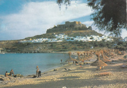 13252-LINDO(RODI)-LA SPIAGGIA CON VEDUTA DELL'ACROPOLI-FG - Grèce