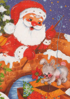 PAPÁ NOEL Animales NAVIDAD Fiesta Vintage Tarjeta Postal CPSM #PAK486.ES - Santa Claus