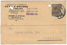 Postcard 1927 Belgrade Via Skopje,Yugoslavia - Levy & Rousso ( JEWISH FAMILIES In Belgrade ) Jewish - Cartas & Documentos