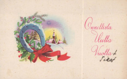 Bonne Année Noël FLEURS Vintage Carte Postale CPSMPF #PKD705.FR - New Year