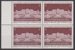 1970 , Mi 1323 ** (3) -  4er Block Postfrisch - 25 Jahre Zweite Republik Österreich - Unused Stamps