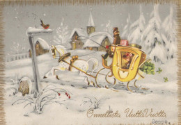 Buon Anno Natale BAMBINO CAVALLO Vintage Cartolina CPSM #PAU047.IT - Neujahr