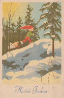 Neujahr Weihnachten GNOME Vintage Ansichtskarte Postkarte CPSMPF #PKD335.DE - Neujahr