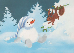 Neujahr Weihnachten SCHNEEMANN Vintage Ansichtskarte Postkarte CPSM #PBM517.DE - Neujahr