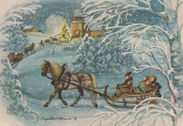 Neujahr Weihnachten PFERD Vintage Ansichtskarte Postkarte CPSM #PBM387.DE - Año Nuevo