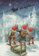 Neujahr Weihnachten GNOME Vintage Ansichtskarte Postkarte CPSM #PBL741.DE - Año Nuevo