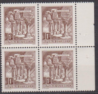 1970 , Mi 1324 ** (2) -  4er Block Postfrisch - Freimarke : Bauwerke - Romanischer Kreuzgang Im Stift Millstatt - Unused Stamps