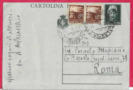 INTERO CARTOLINA POSTALE TURRITA C.60 (+1,20X2) (INT.116) DA "REGGIO CALABRIA*22.12.46* PER ROMA - 1946-60: Marcophilie