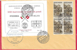 ANNULLO SPECIALE DCLR "1^ MOSTRA E RADUNO FILATELICO INT.le*27.9.1947*/ STRESA " SU BUSTA GRANDE  - ERINNOFILO - 1946-60: Storia Postale