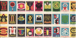 Czech Republic, 27 Matchbox Labels, Restaurant Obecní Dum U Černého Vola Slovanský Dum Vysočina U Zlaté Uličky U Markýze - Zündholzschachteletiketten