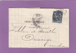 PERFIN/PERFORES/FIRMENLOCHUNG.  CREDIT LYONNAIS, PARIS, LETTRE POUR ORANGE, 1888. - Cartas & Documentos