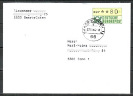 MiNr. ATM 1.1, Inbetriebnahmebeleg SchWzD Vom 27.11.1984 - Postamt Saarbrücken 13, B-1808 - Timbres De Distributeurs [ATM]