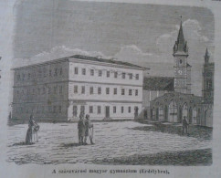 D203425 P253   Romania  Orastie  - High School In Transylvania -  Woodcut From A Hungarian Newspaper  1866 - Estampas & Grabados