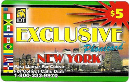 USA: Prepaid IDT - Exclusive New York, Flags. Collect Call No. Ends 9970, Small Serial No. - Autres & Non Classés