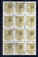 ITALIA REPUBBLICA ITALY REPUBLIC 1968 - 1976 SIRACUSANA TURRITA STELLE STARS LIRE 50 BLOCCO USATO BLOCK USED OBLITERE' - 1961-70: Usados