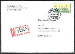 MiNr. ATM 1.1, Inbetriebnahmebeleg SchWzD Vom 27.11.1984 - Postamt Koblenz 1, B-1671 - Viñetas De Franqueo [ATM]