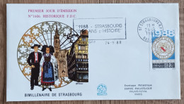 FDC 1988 - YT N°2552 - BIMILLENAIRE DE STRASBOURG + Flamme - 1980-1989