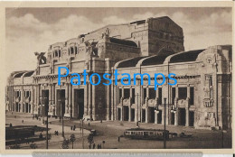 229410 ITALY MILANO MILAN LOMBARDIA STATION TRAIN CENTRAL & TRAMWAY POSTAL POSTCARD - Otros & Sin Clasificación