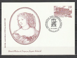 Carte Souvenir Entier Postal - Madame De Sévigné Et Château De Grignan (26) - Cachet Périgueux - Official Stationery