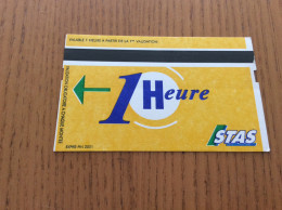 Ticket De Transport (Bus, Tramway) STAS "1 Heure" Saint-Etienne (42) Type 2 - Europe