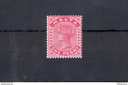 1885 MALTA, Stanley Gibbons N. 21 - 1 Penny Rose - MNH** - Sonstige & Ohne Zuordnung