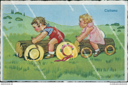 Bv610 Cartolina Tematica Bambini Children Illustratore Artist Ciclismo - Autres & Non Classés