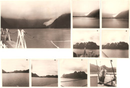 Norvège - Norge - Lot De 10 Photos Anciennes (1954) - SVARTISENFJORD (Svartisen) - Glacier à Minuit - BATORY - GDYNIA - Noorwegen