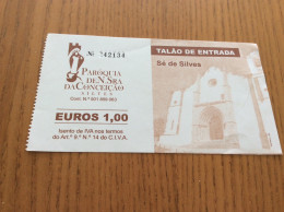 Ticket D'entrée "TALÃO DE ENTRADA - Sé De Silves" (Cathédrale) Portugal - Tickets D'entrée