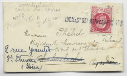 PETAIN 1FR50 ROSE MIGNONNETTE GRIFFE AMBULANT LYON A ST GERMAIN DES FOSSES RARE - Correo Ferroviario